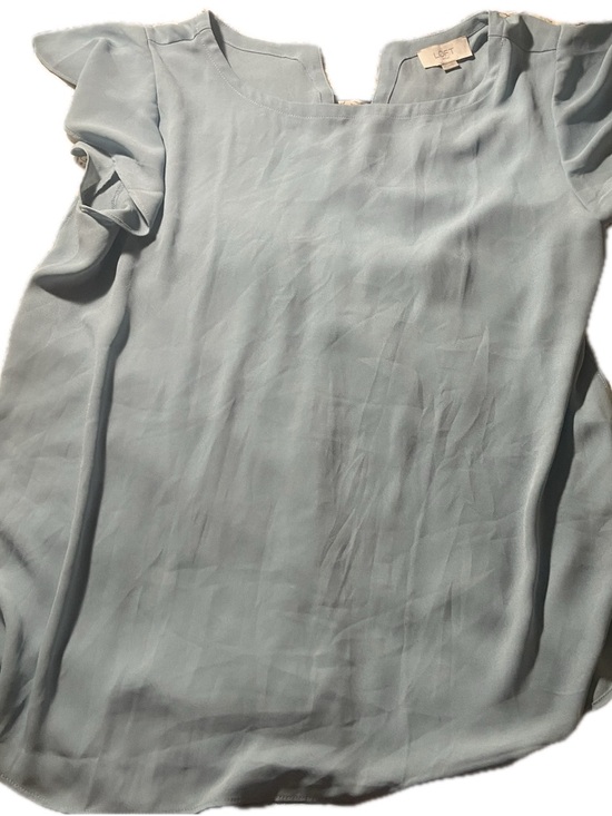 LOFT Tops - LOFT Pale Blue Ruffle Sleeve Blouse